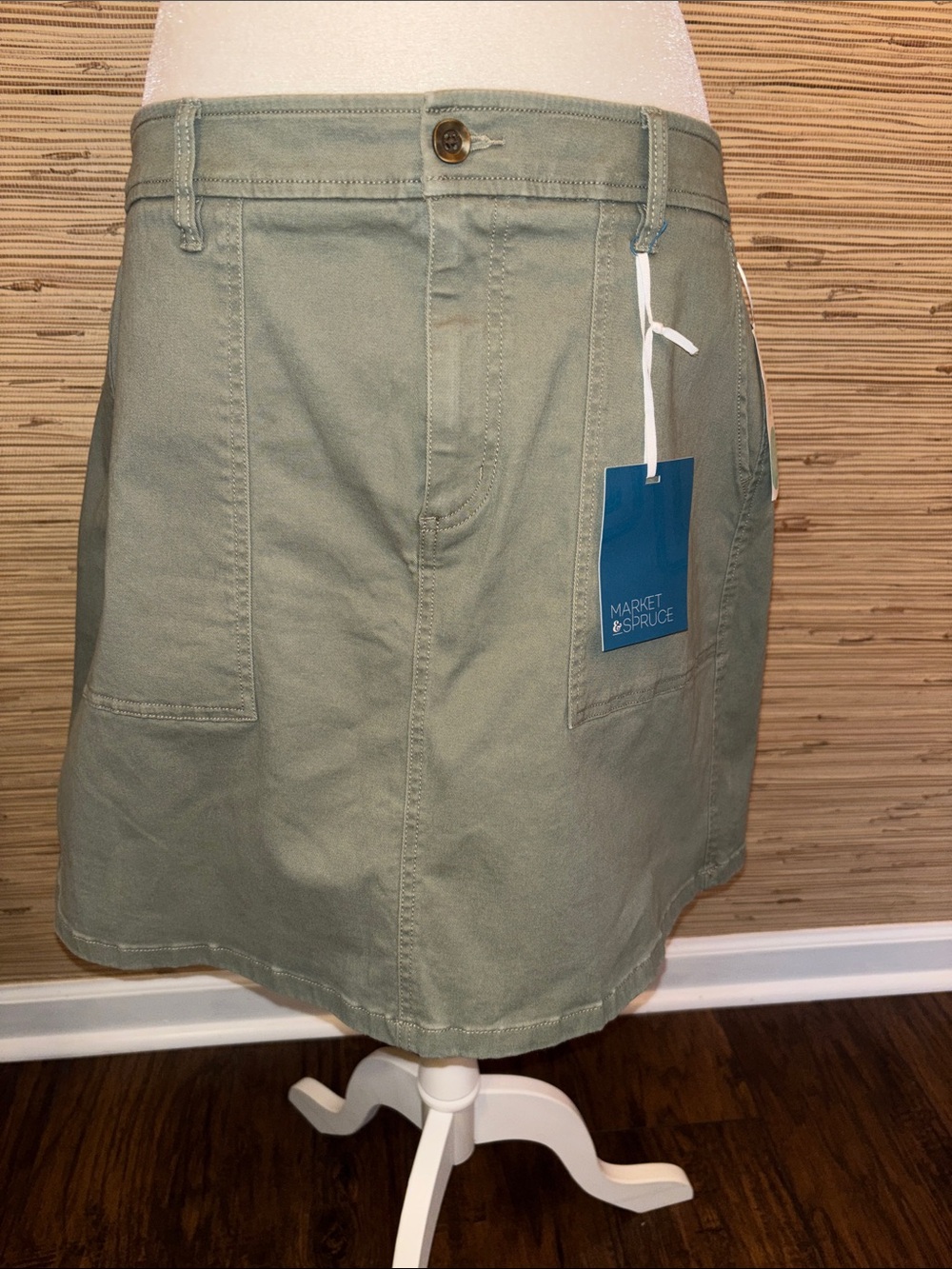 Market & Spruce Sage Green A-Line Utility Skirt size 12 nwt!